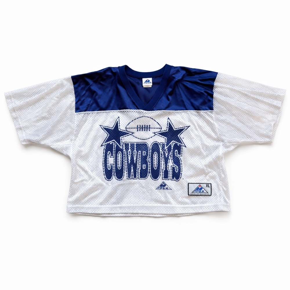 Vintage Apex Made in USA Cowboys Football Jersey Cropped